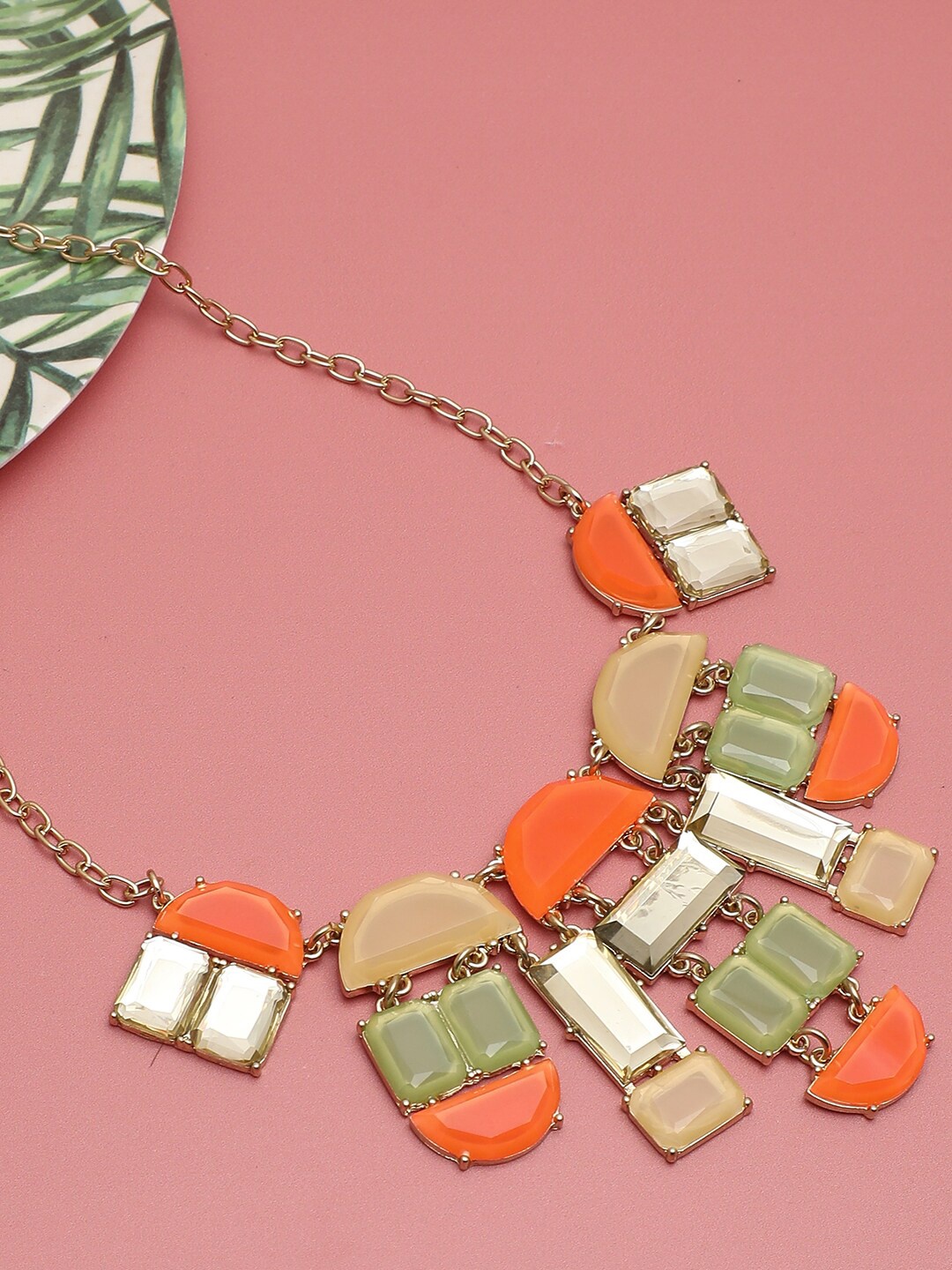 

SOHI Gold-Toned & Green Gold-Plated Necklace