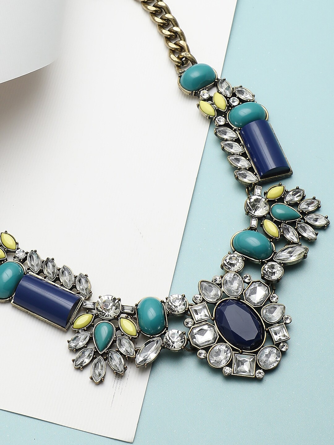 

SOHI Women Gold-Toned & Blue Gold-Plated Necklace