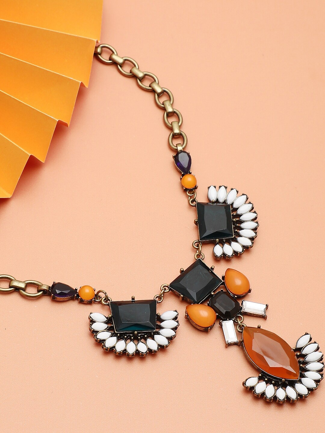 

SOHI Gold-Toned & Orange Gold-Plated Necklace