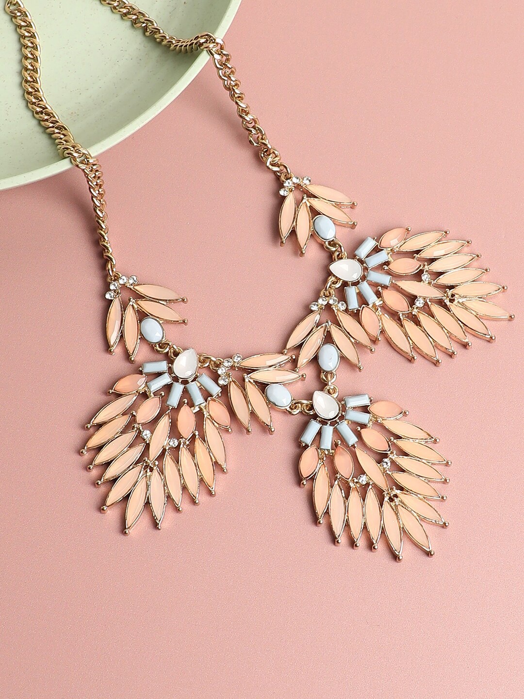 

SOHI Gold-Toned & Orange Gold-Plated Antique Necklace