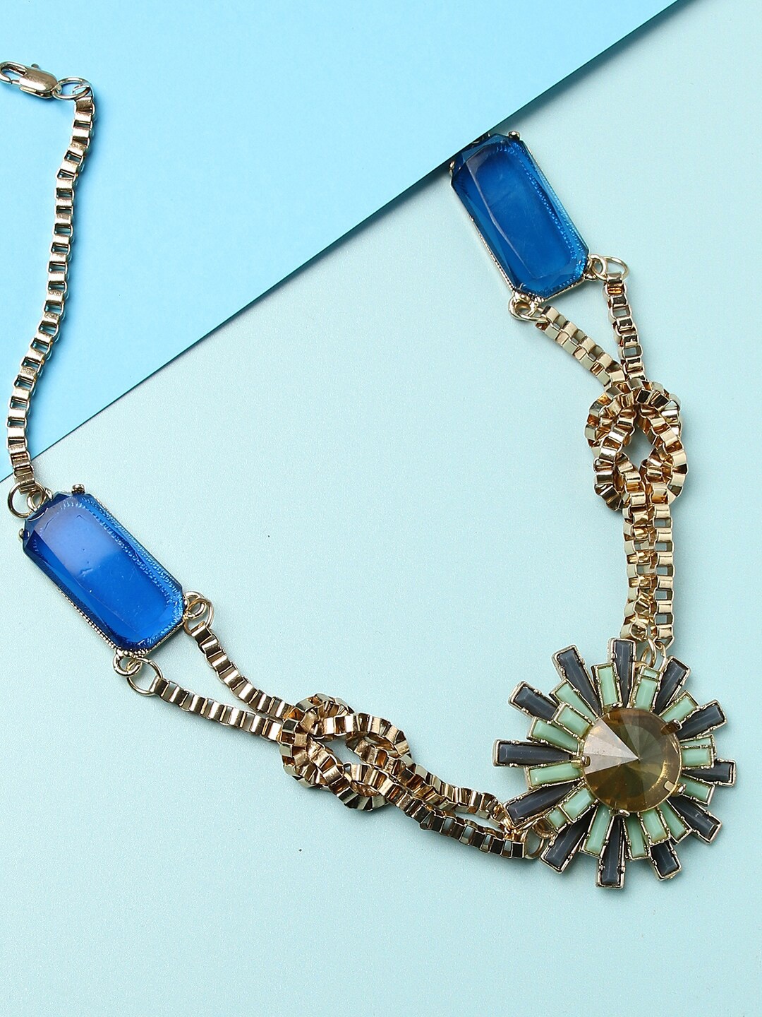 

SOHI Women Gold-Toned & Blue Gold-Plated Necklace