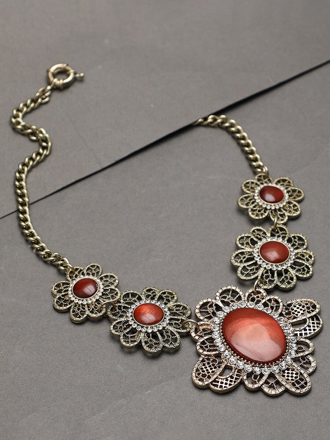 

SOHI Gold-Toned & Red Gold-Plated Designer Necklace