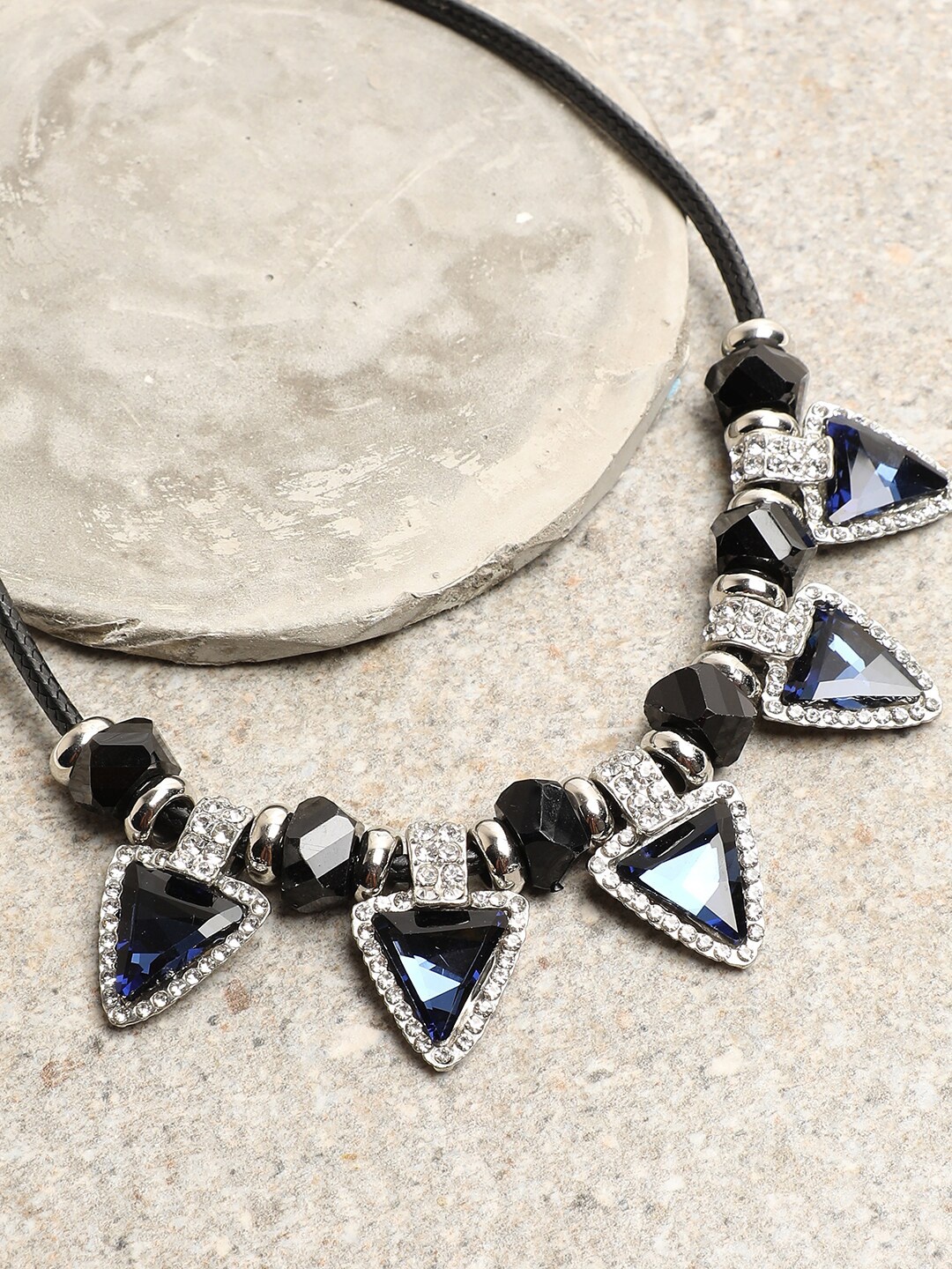 

SOHI Silver-Plated & Blue Necklace