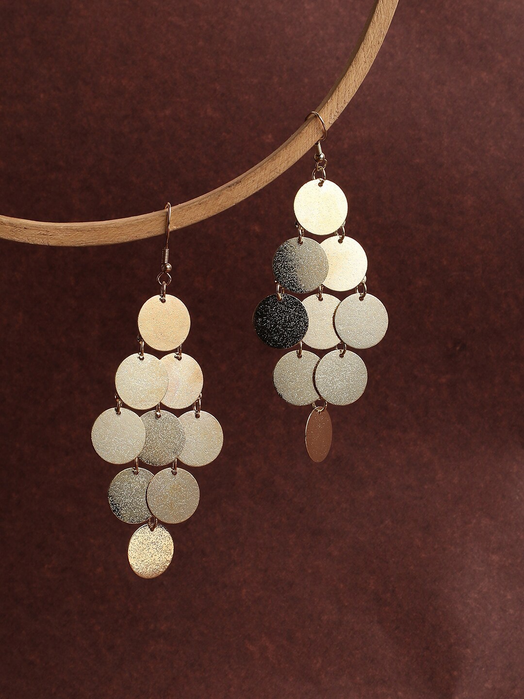 

SOHI Circular Gold-Plated Drop Earrings
