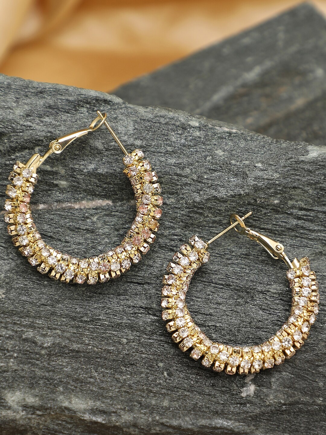 

SOHI Yellow Contemporary Hoop Earrings