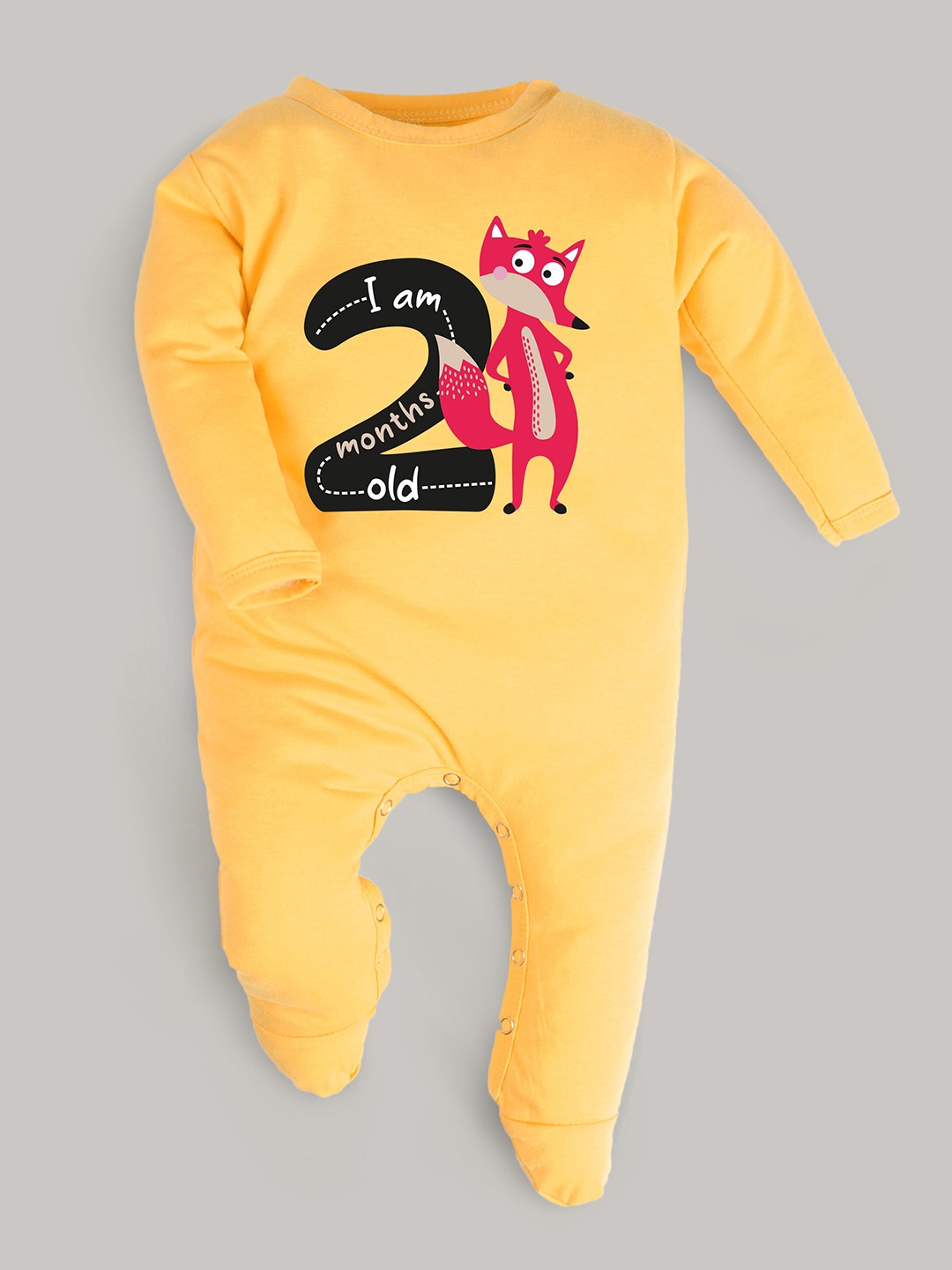 

FFLIRTYGO Kids Yellow Printed Cotton Sleepsuits