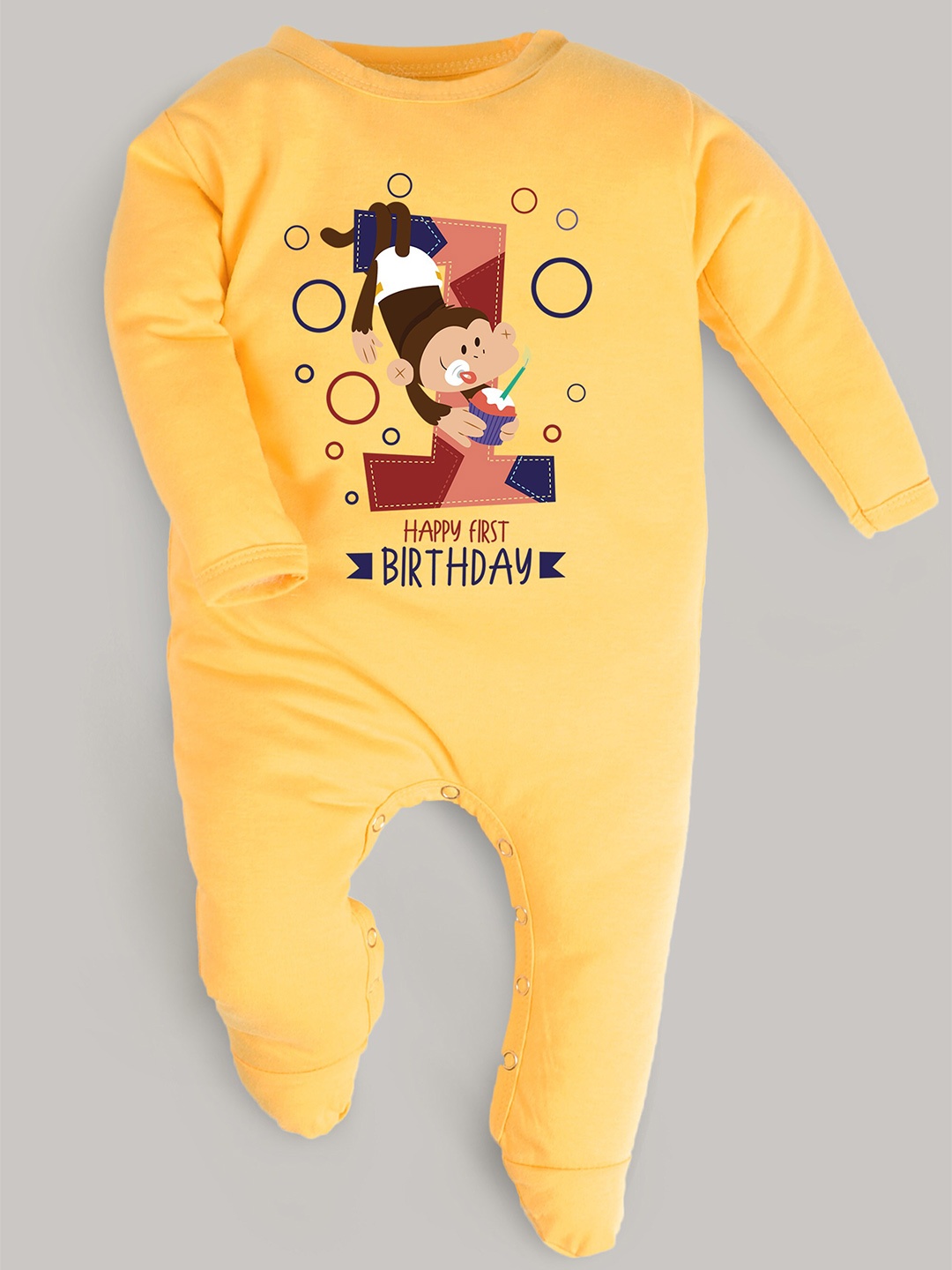 

FFLIRTYGO Kids Yellow Graphic Printed Rompers