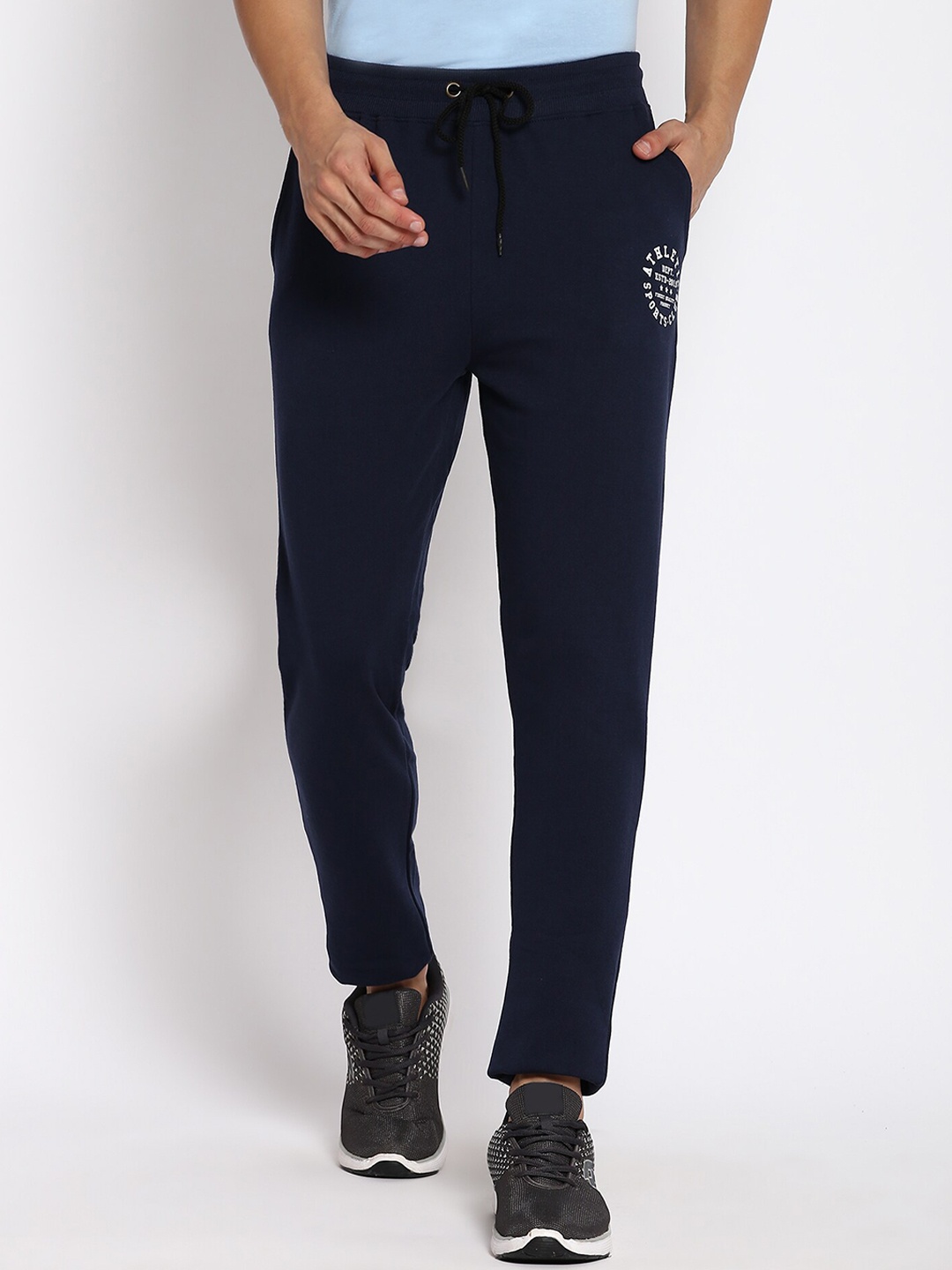 

abof Men Navy Blue High-Rise Trouser