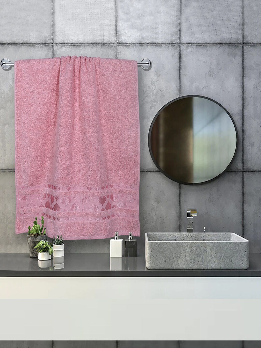 

RANGOLI Set Of 2 Peach-Coloured Solid Pure Cotton 550 GSM Towel Set