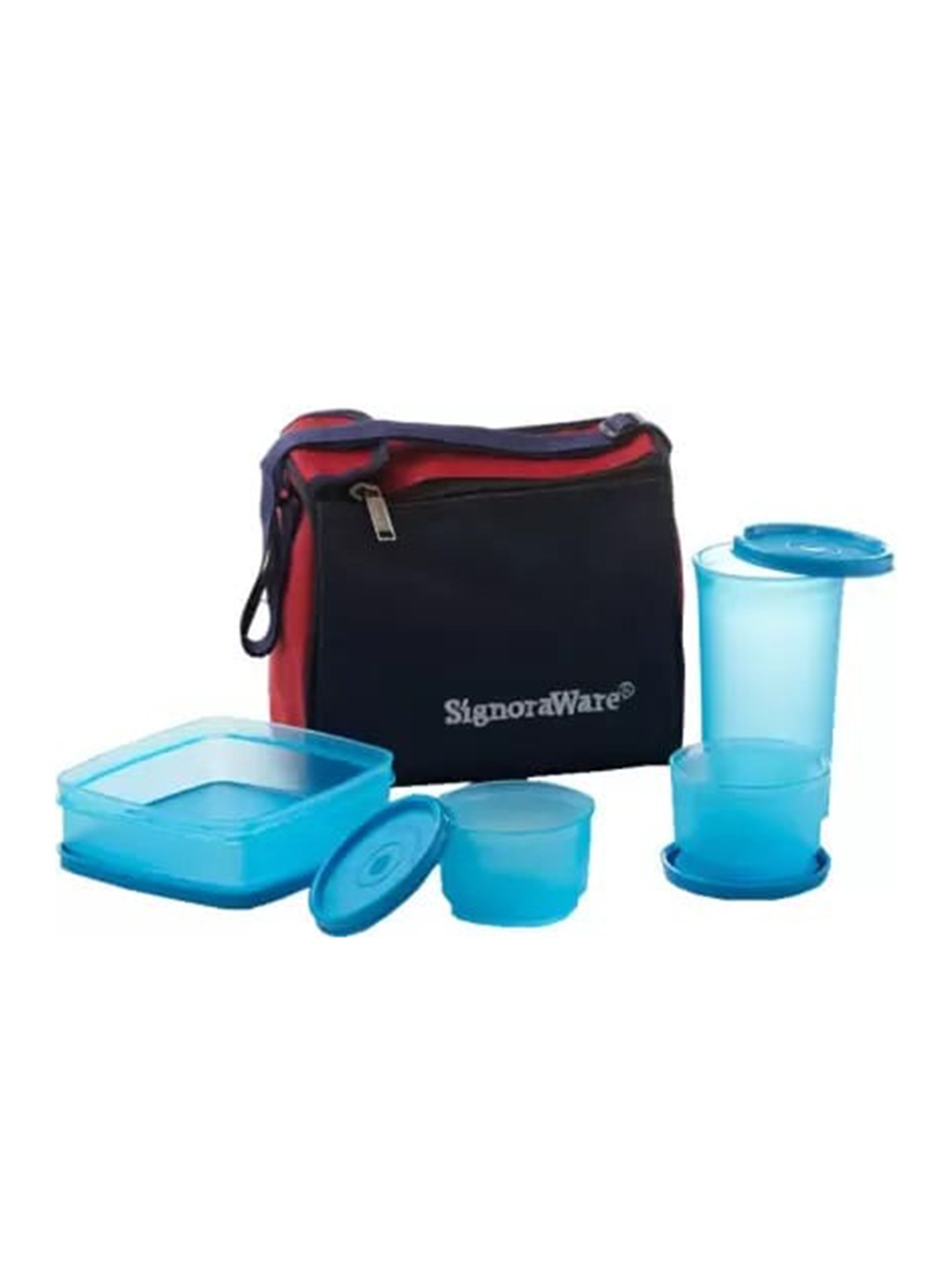 

SignoraWare 4 Pieces of Blue Solid Microwave safe Lunch Containers With Bag