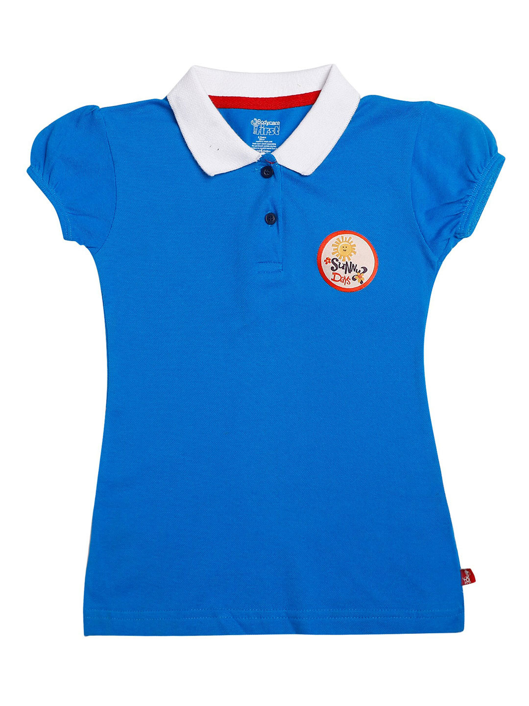 

Bodycare Kids Girls Blue & White Polo Collar Cotton T-shirt