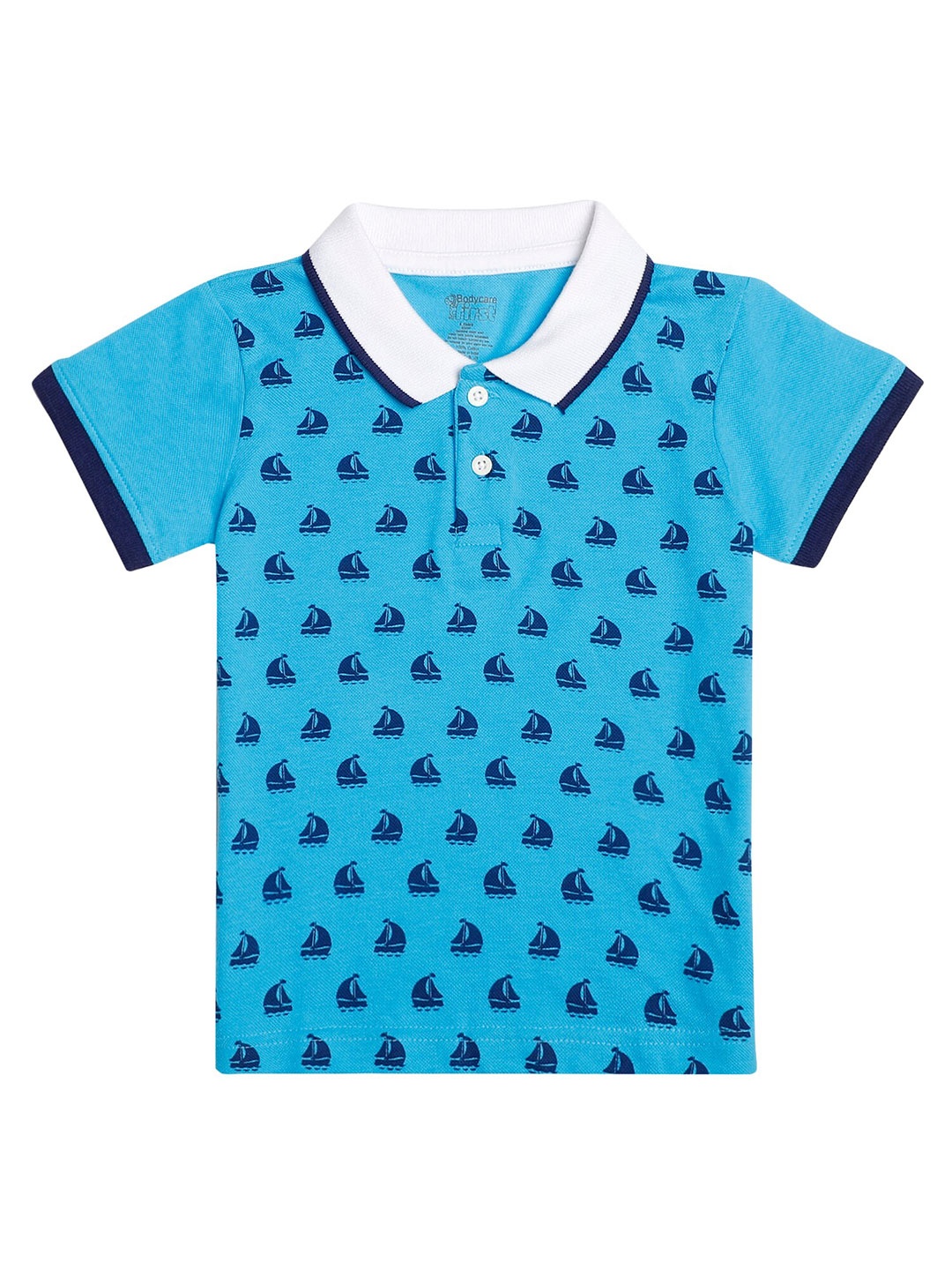 

Bodycare Kids Boys Blue Printed Polo Collar T-shirt