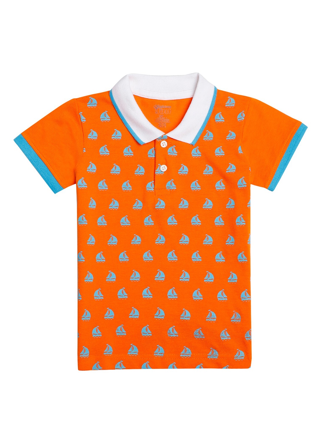

Bodycare Kids Boys Orange Printed Polo Collar T-shirt