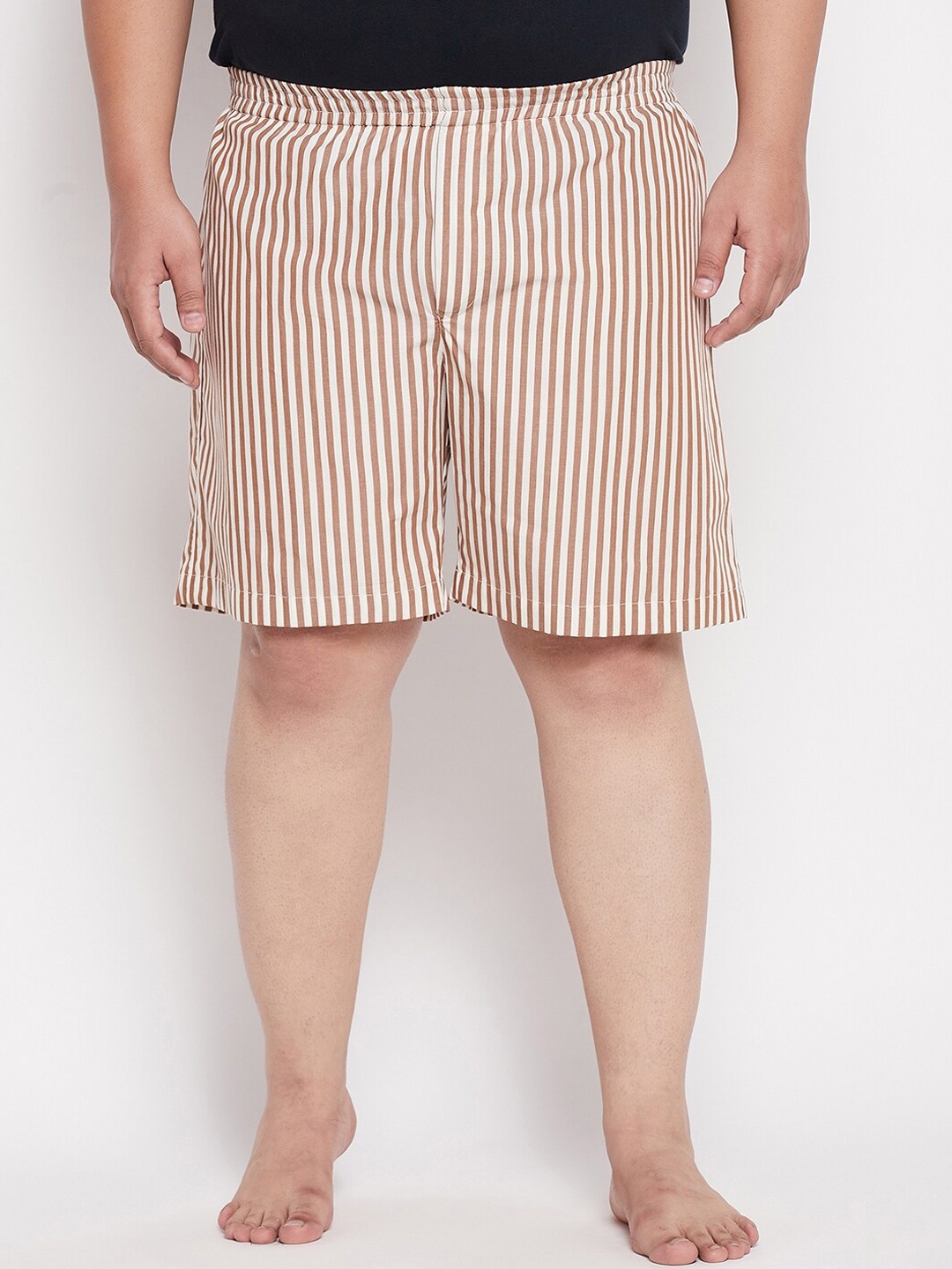 

bigbanana Men Rust Red Plus Size Striped Pure Cotton Boxers