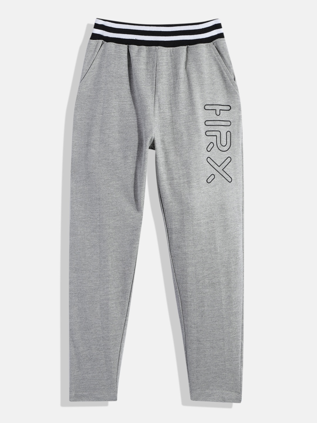 

HRX by Hrithik Roshan Boys Grey Melange Printed Joggers
