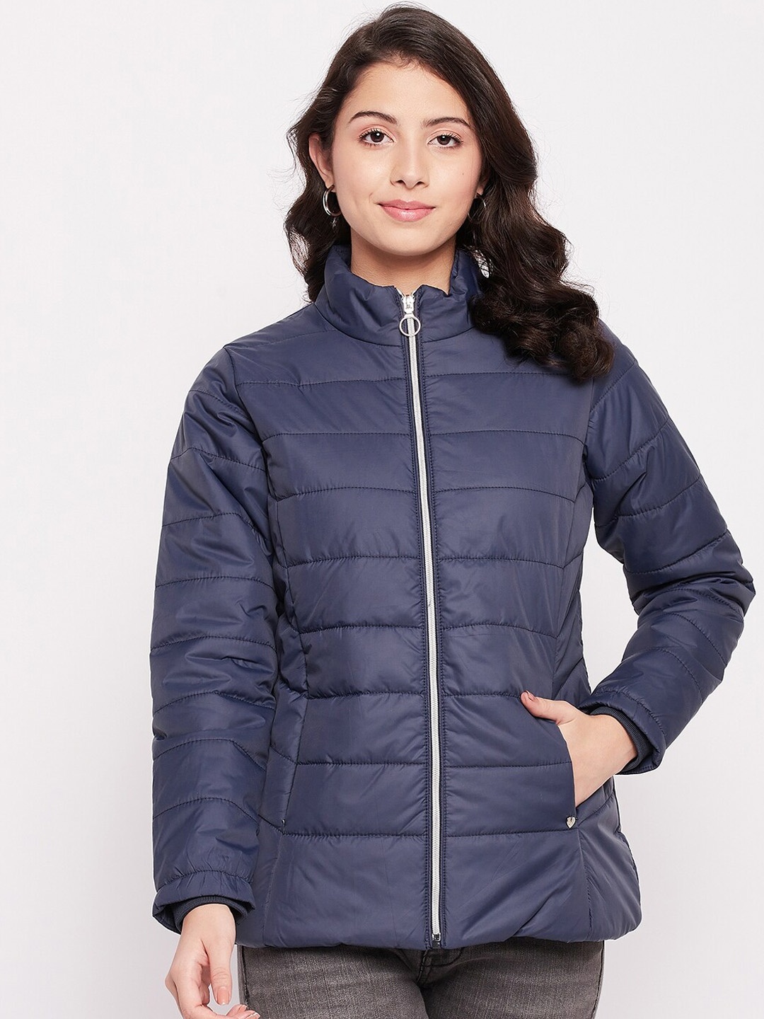 

Duke Women Blue Solid Padded Jacket