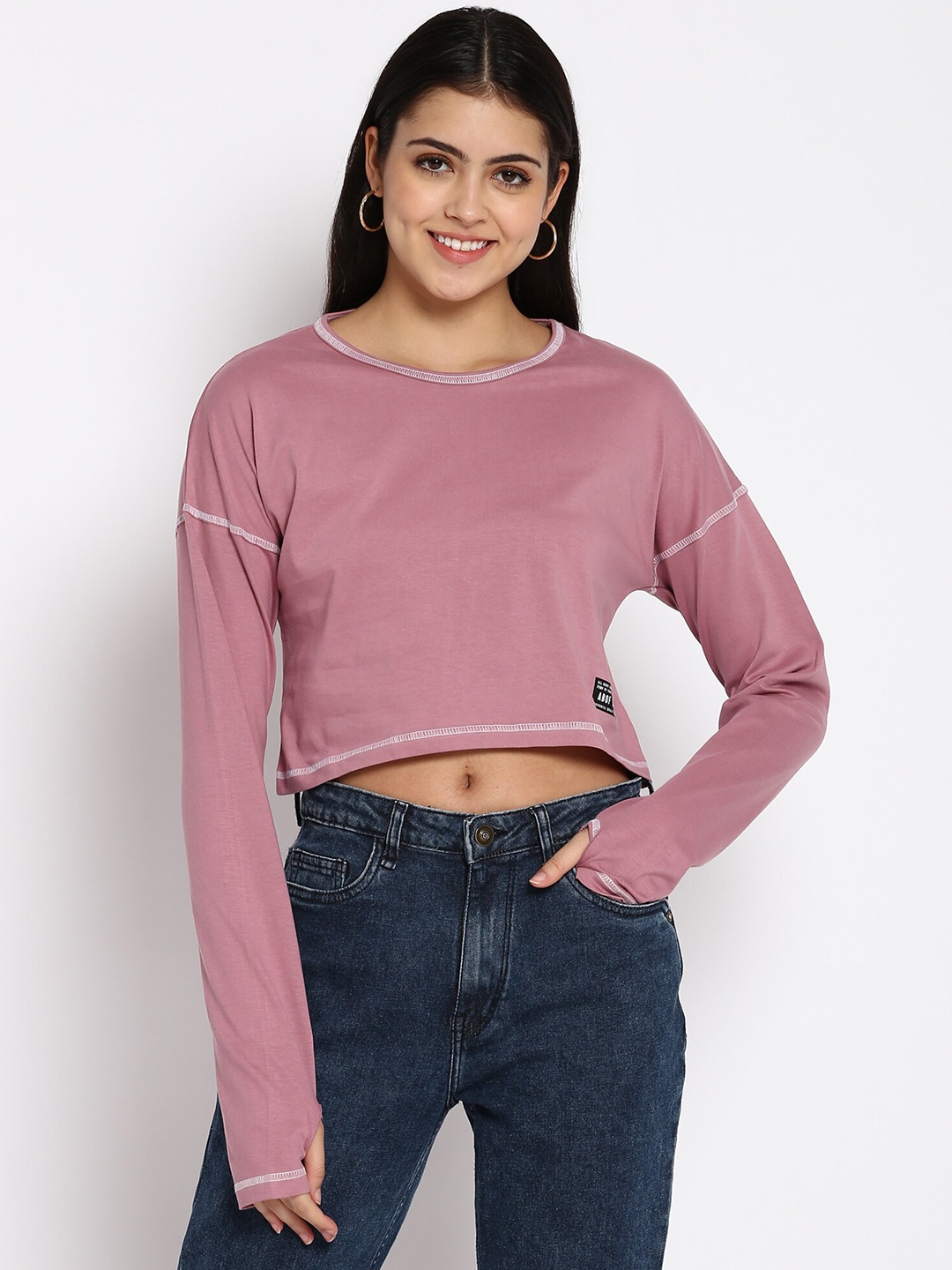 

Abof Women Mauve Solid T-shirt