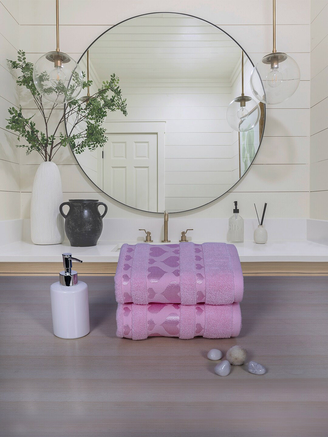 

RANGOLI Set Of 2 Pink Solid Cotton 550GSM Hand Towel