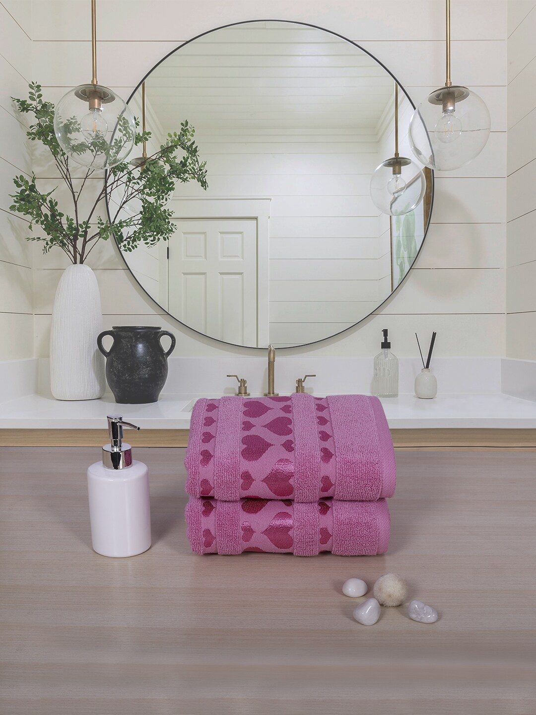 

RANGOLI Set Of 2 Solid Pure Cotton 550 GSM Towel, Purple