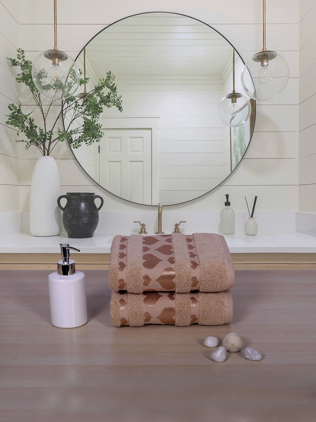 

RANGOLI Pack of 2 Beige Solid Hand Towels