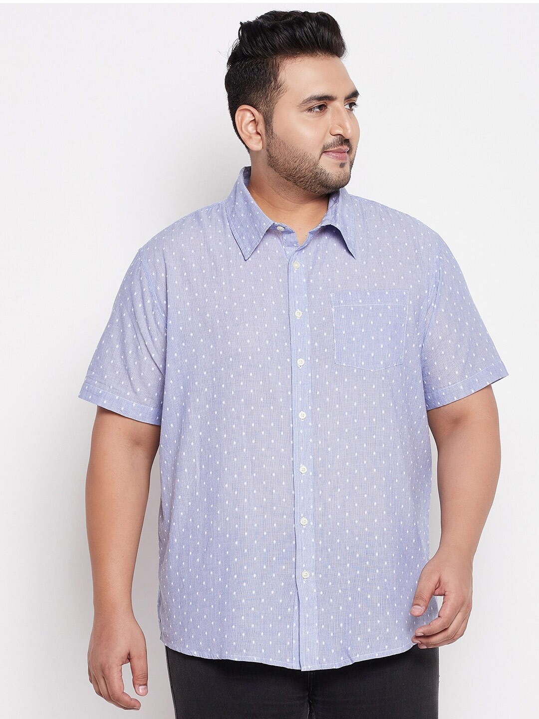 

bigbanana Men Plus Size Blue Comfort Printed Casual Shirt
