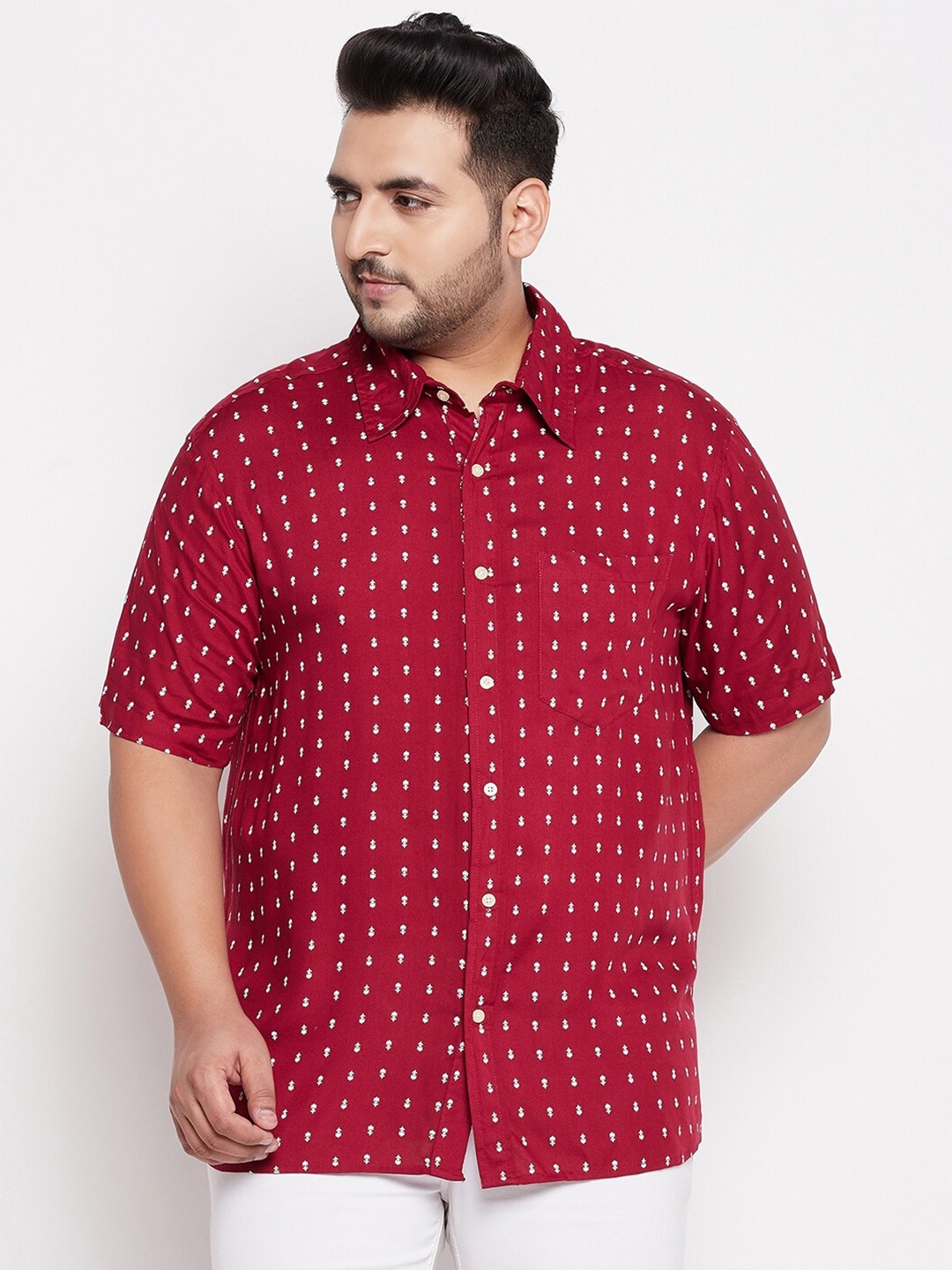 

bigbanana Plus Size Men Maroon Printed Casual Shirt