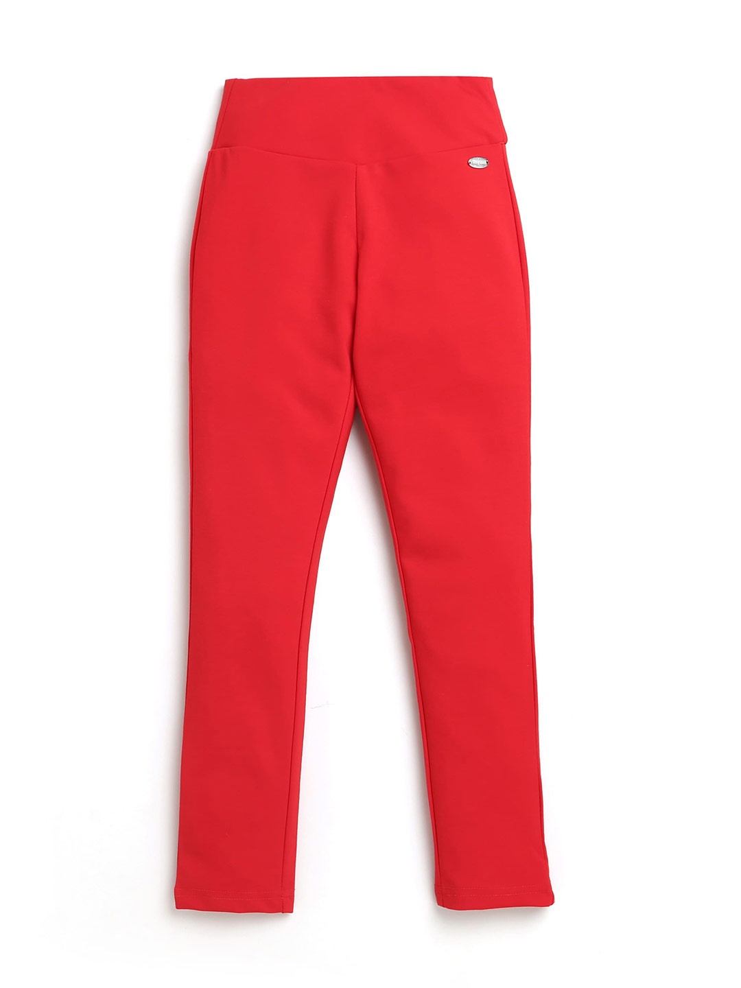

Tiny Girl Girls Red Solid Pure Cotton Jeggings