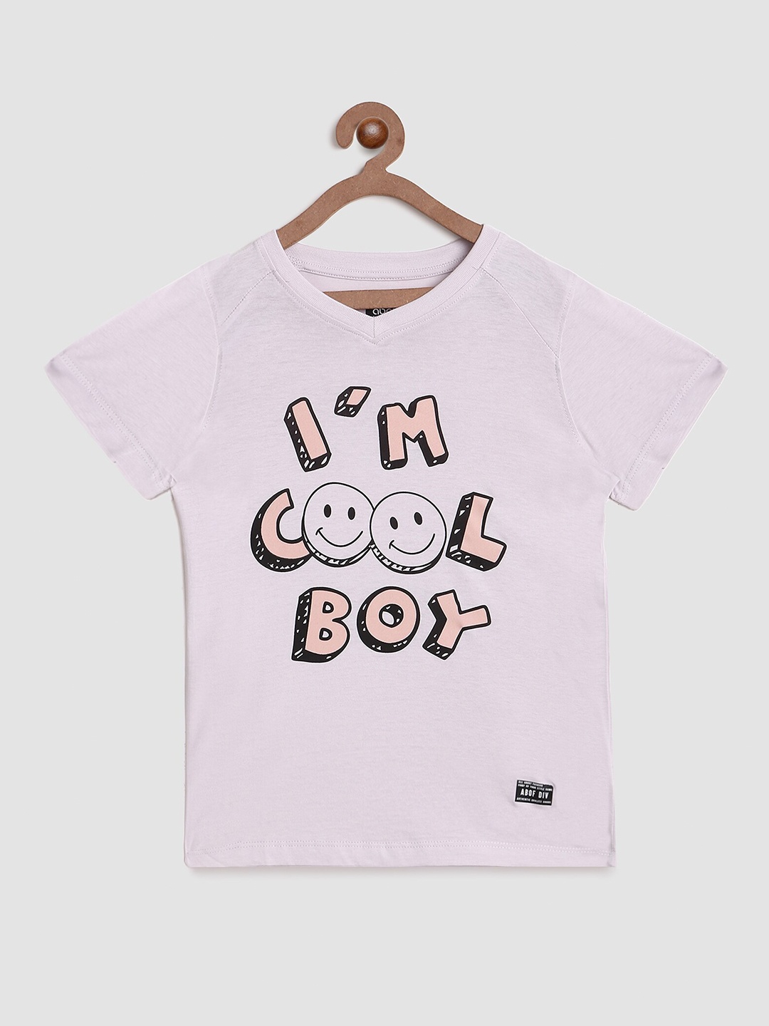 

abof Boys Off White Typography V-Neck Applique T-shirt