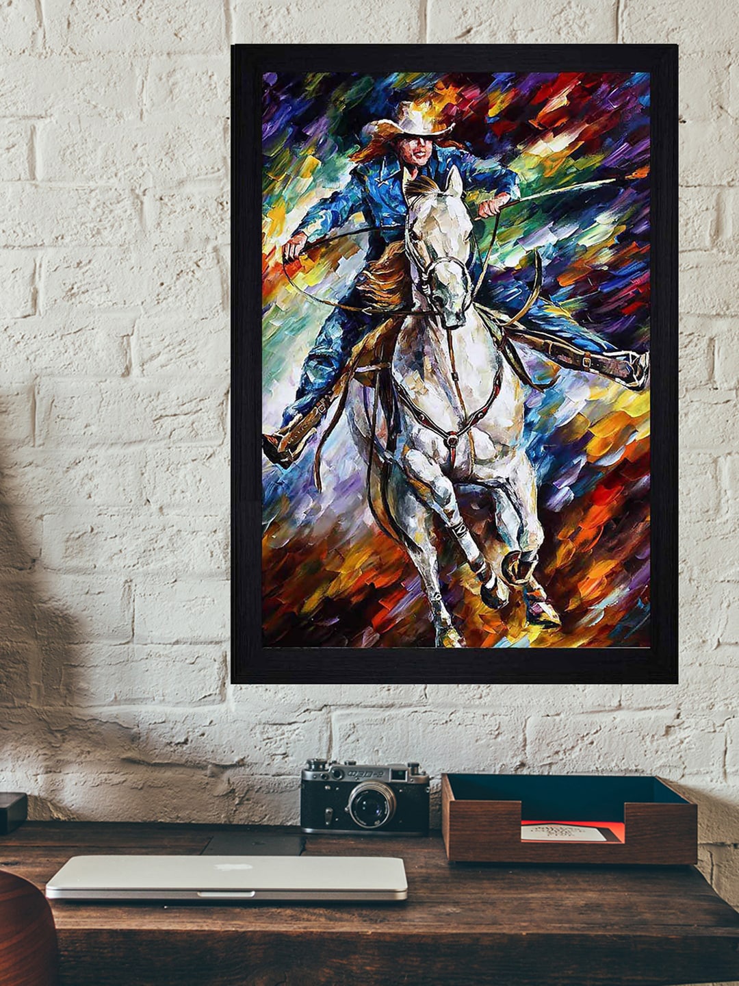 Gallery99 People Horse Riding Art Paper Framed Wall Art, Multi