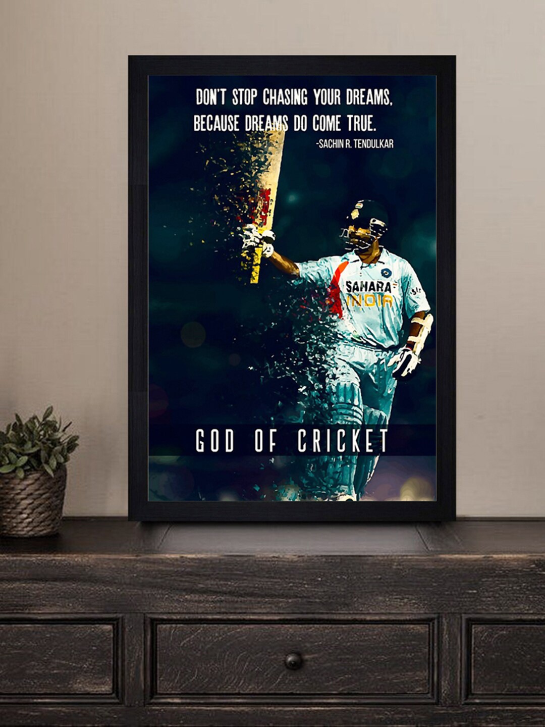 

Gallery99 Sachin Tendulkar Texture Paper Framed Wall Art, Black