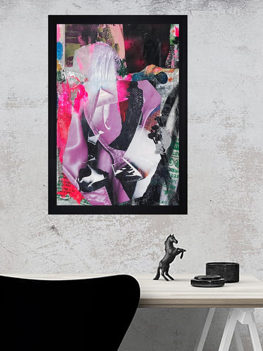 

Gallery99 Pink Abstract Oil Paint Print Texture Paper Framed Wall Art