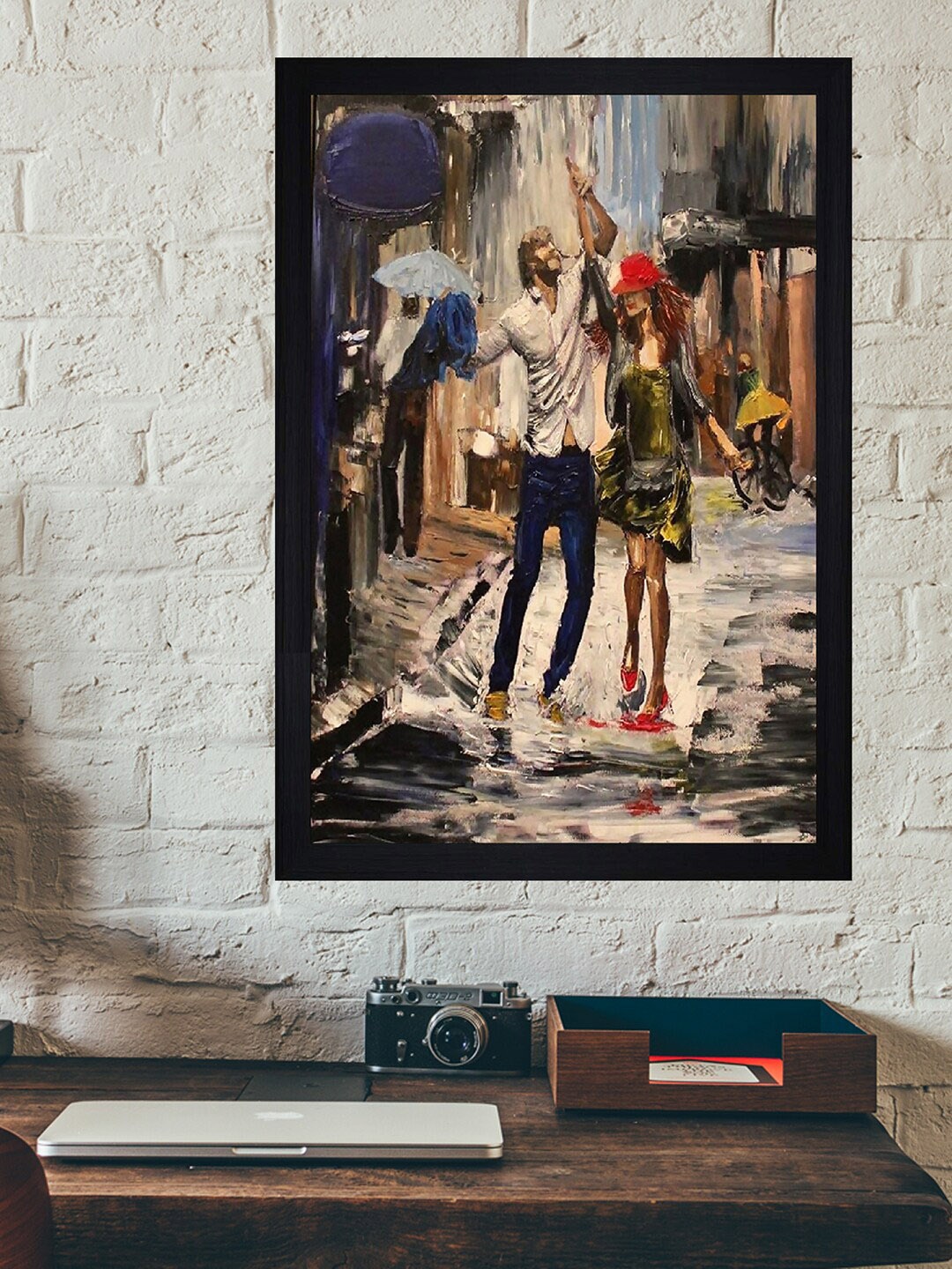 

Gallery99 Romantic Dancing Oil Painting Print Texture Paper Framed Wall Art, Black