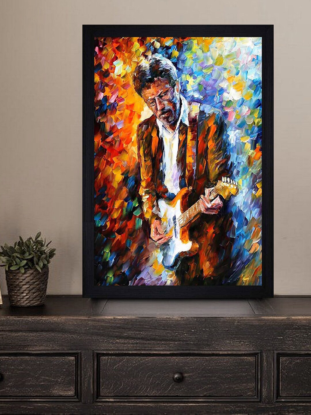 

Gallery99 People Guitarist Art Texture Paper Framed Wall Art, Multi
