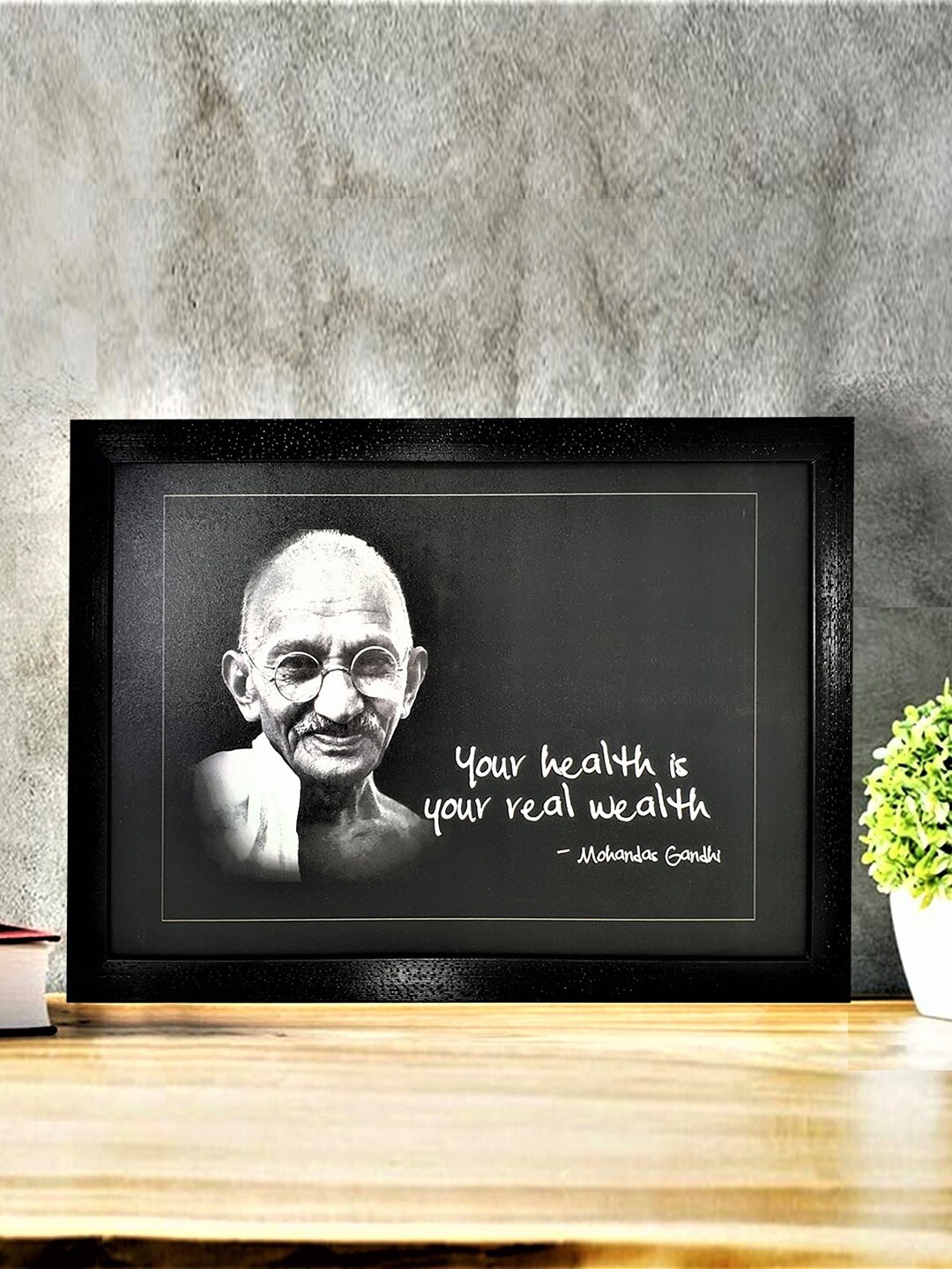 

Gallery99 Mahatma Gandhi Art Print Texture Paper Framed Wall Art, Black