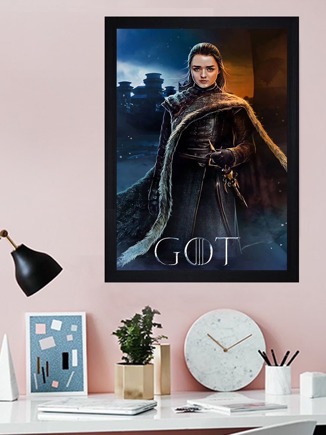 

Gallery99 Black Arya Stark Texture Paper Framed Wall Art