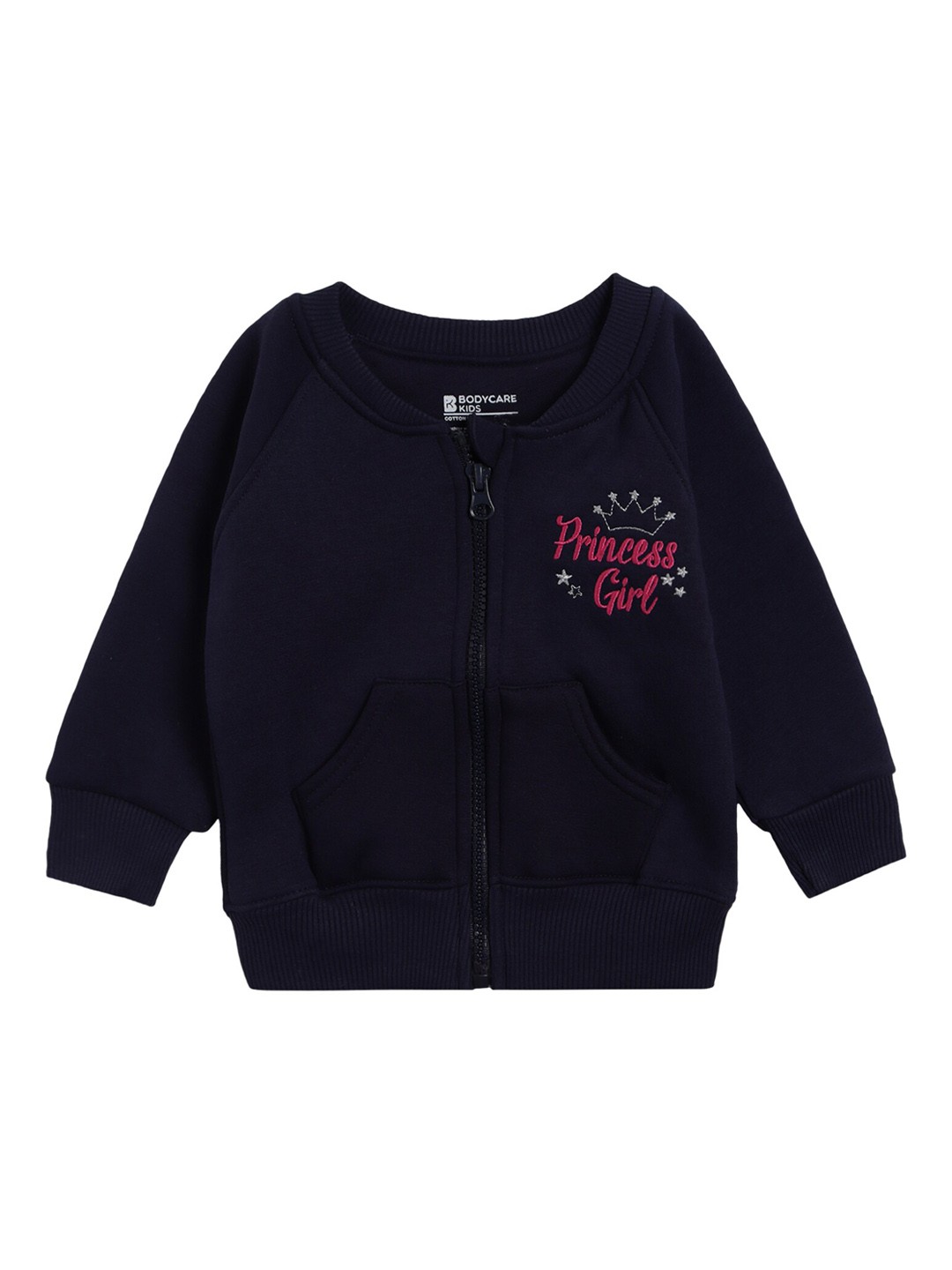 

Bodycare Girls Navy Blue Floral Lightweight Crop Open Front Jacket