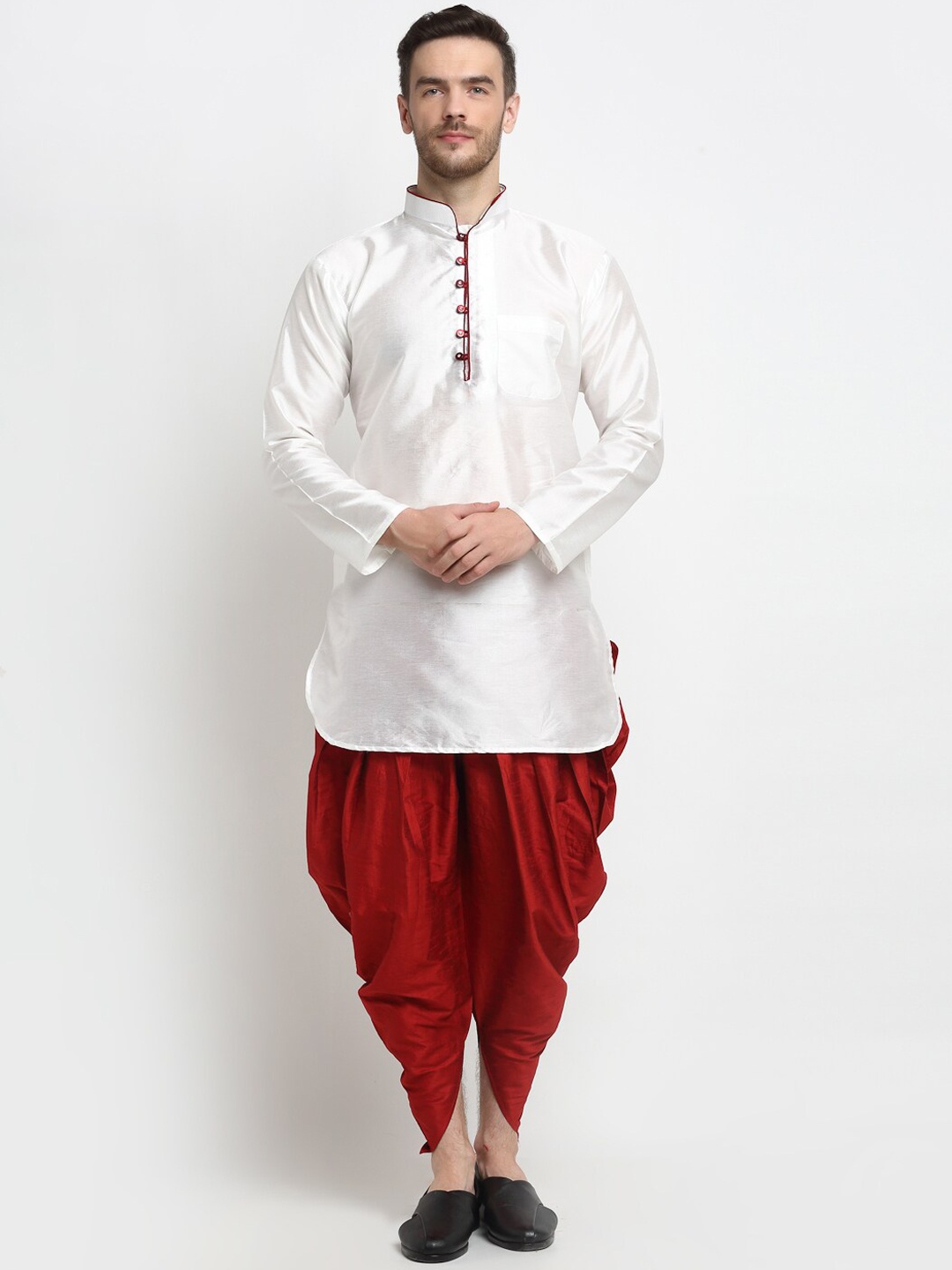 

Benstoke Men White Kurta with Dhoti Pants