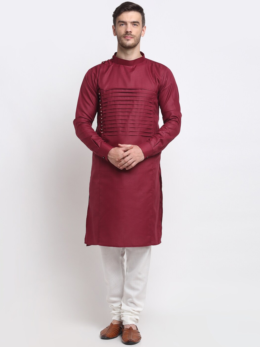 

Benstoke Men Maroon Kurta with Churidar