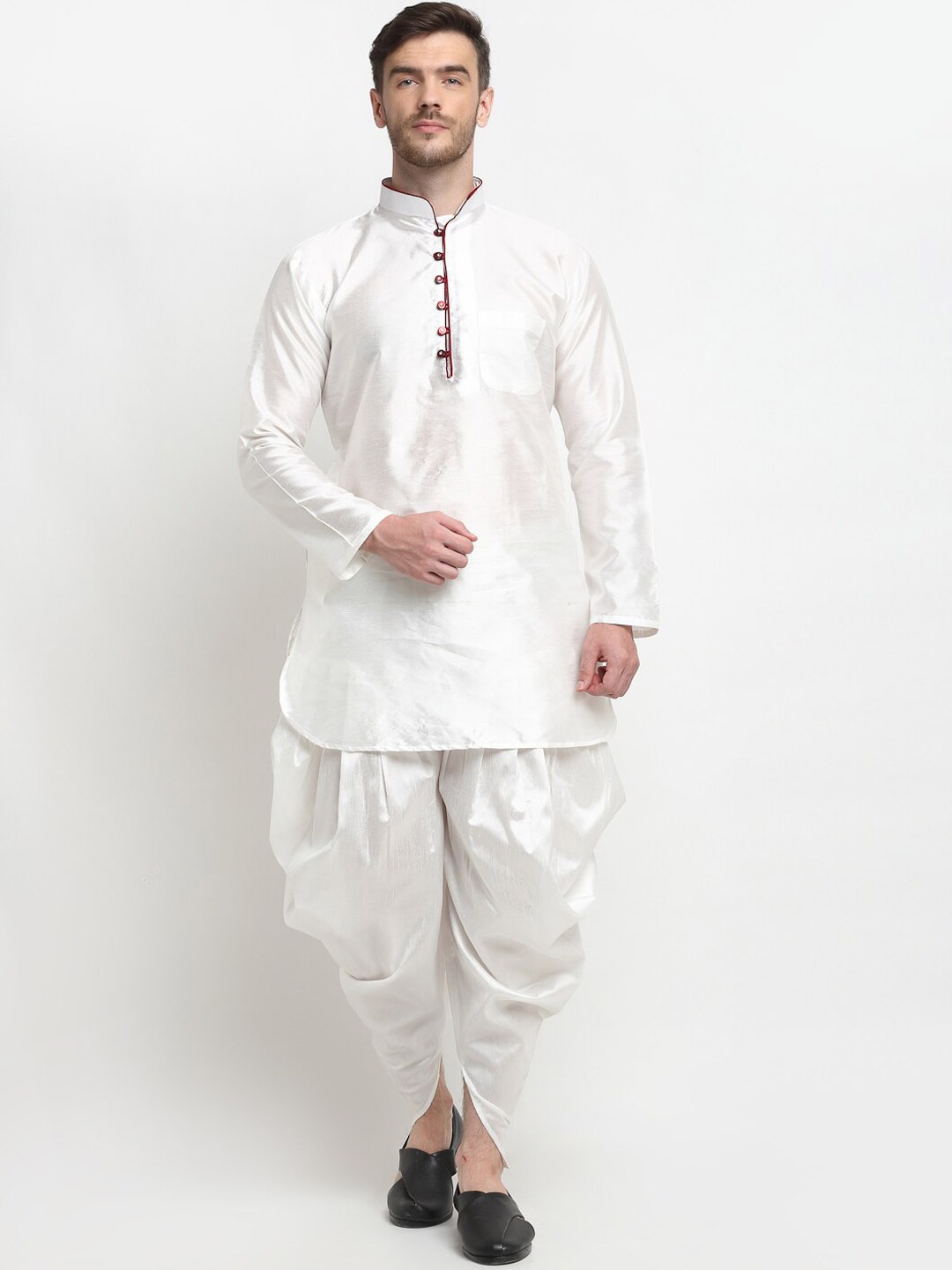 

Benstoke Men White Kurta with Salwar