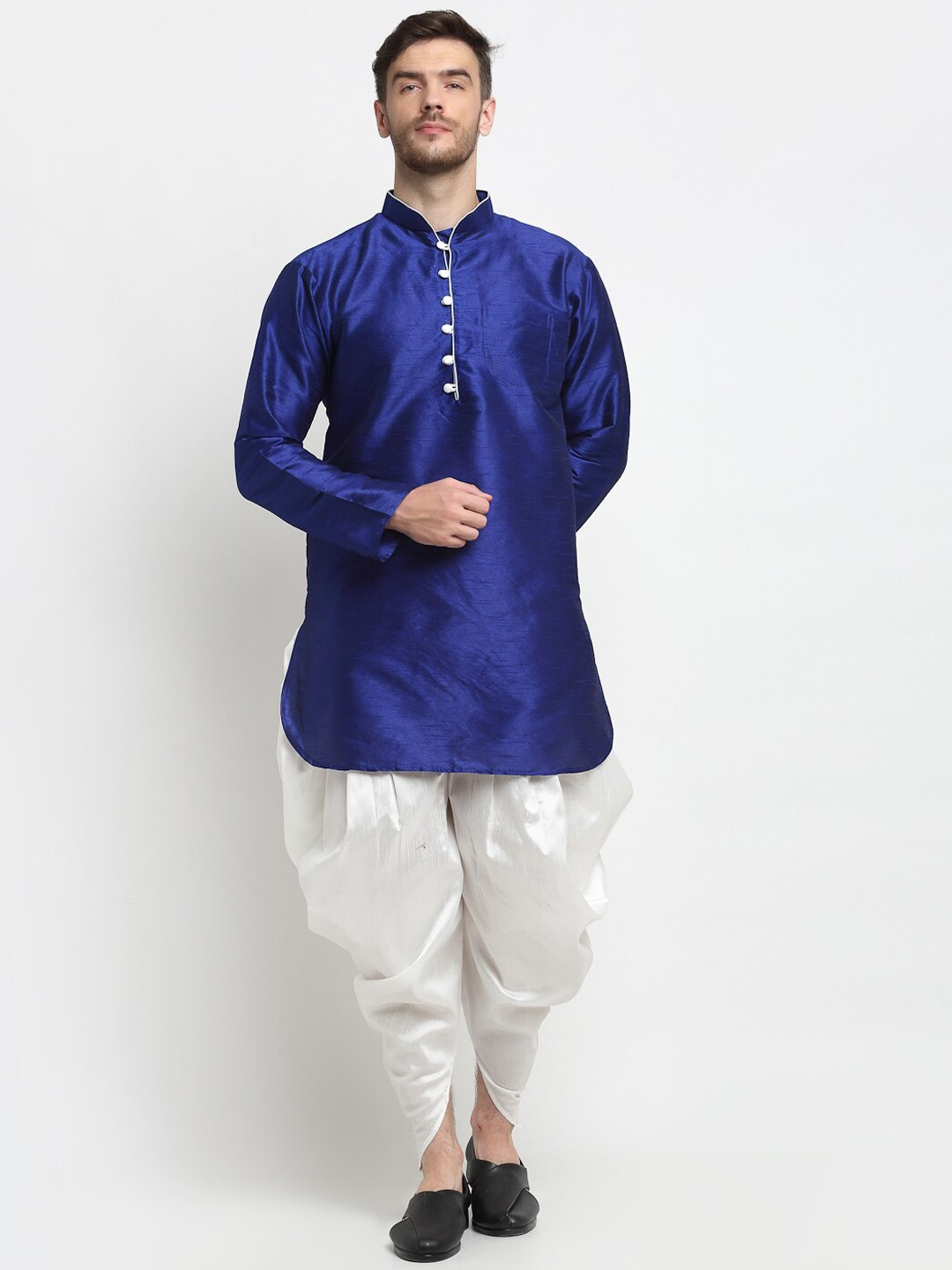 

Benstoke Men Blue Kurta Solid With Dhoti Pants