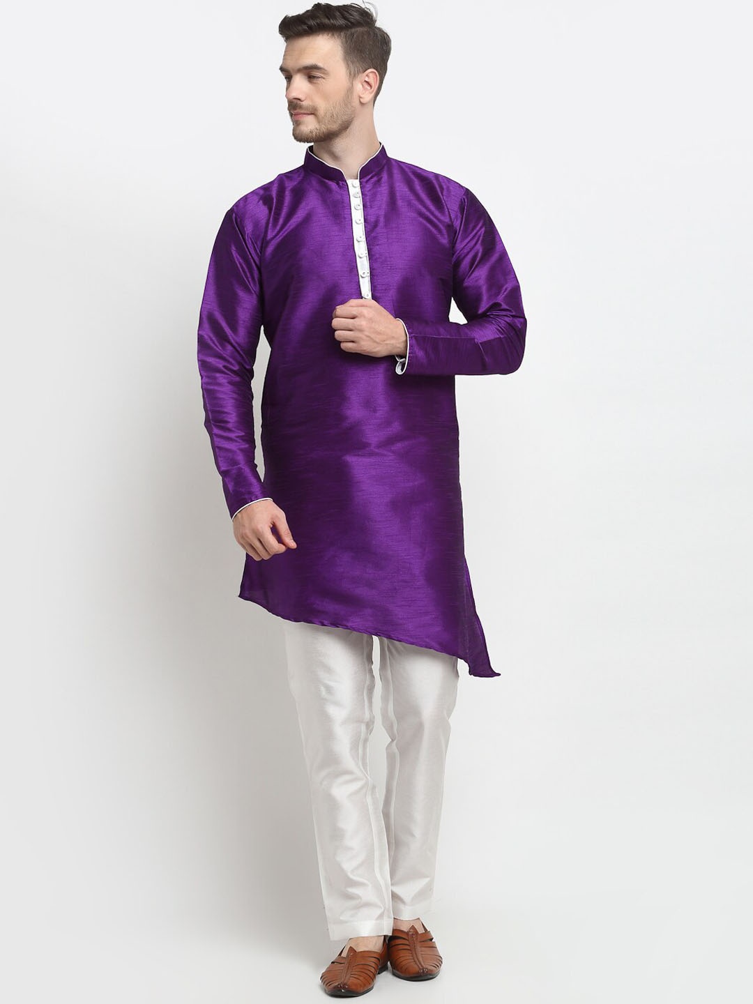 

Benstoke Men Purple & White Kurta Set