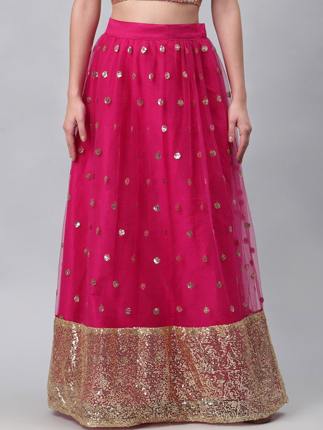 

studio rasa Women Fuchsia Embroidered Gathered Maxi Skirt