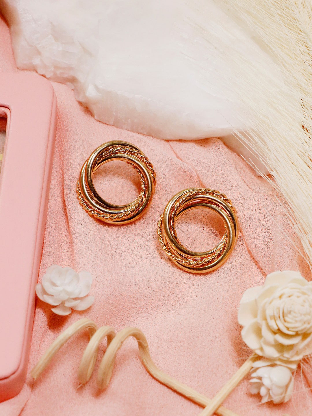 

Ishhaara Gold-Toned Circular Studs Earrings