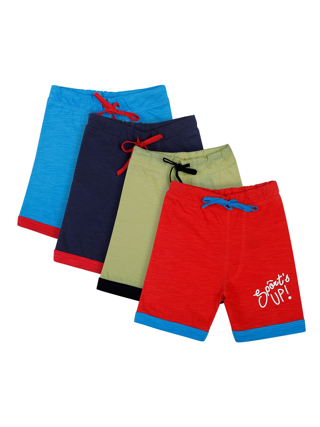 

Bodycare Kids Boys Set Of 4 Red & Navy Blue Solid Shorts