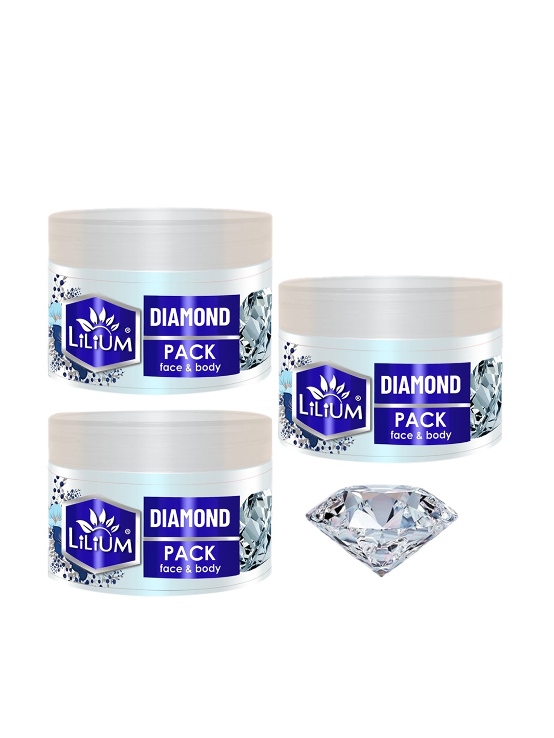 

Lilium Set of 3 Herbal Diamond Face Pack, White