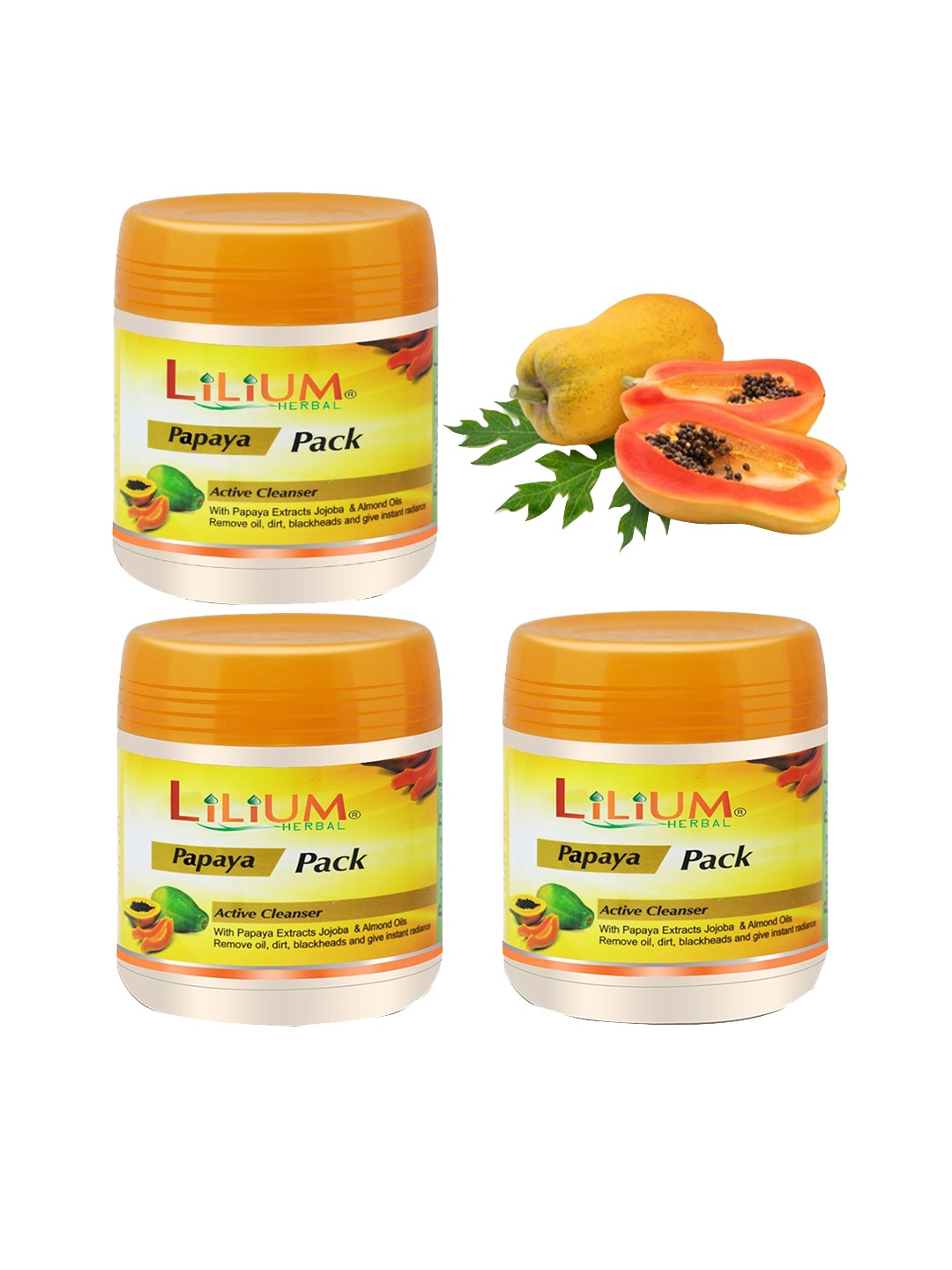 

Lilium Women Set of 3 Papaya Glow Face Pack 1500ml, Yellow