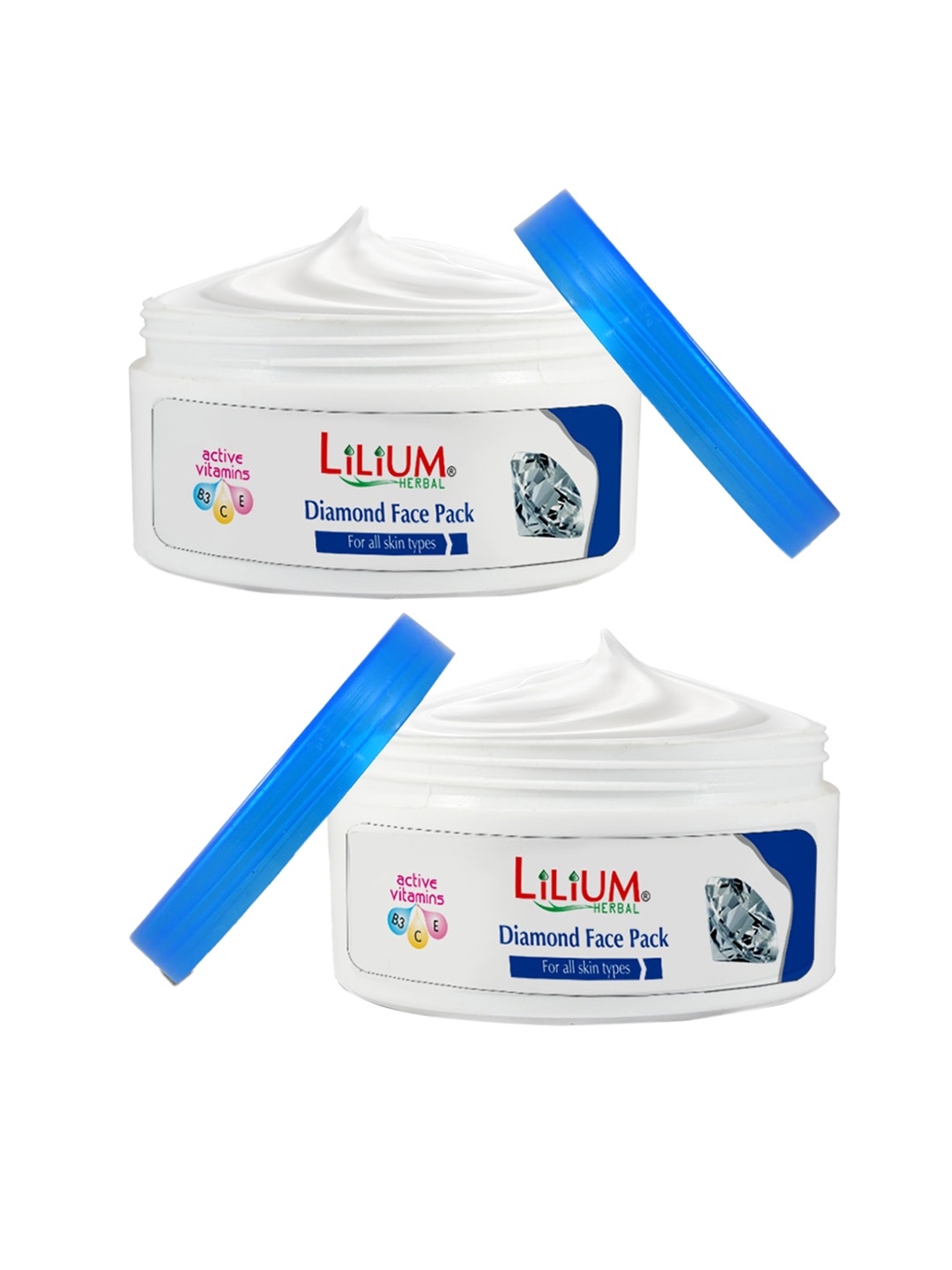 

Lilium Set Of 2 Herbal Diamond Face Pack 200ml, White