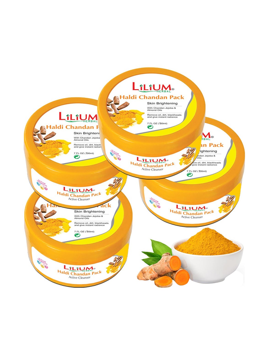 

Lilium Pack of 4 Haldi Chandan Face Pack, 250 gm each, Yellow