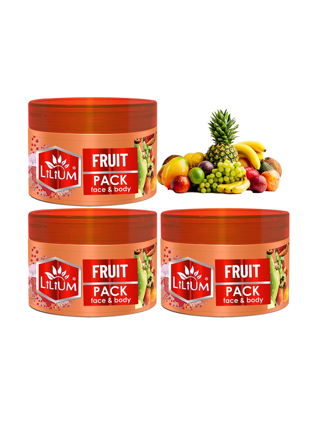 

Lilium Set of 3 Fruits Face & Body Pack 250g, Red