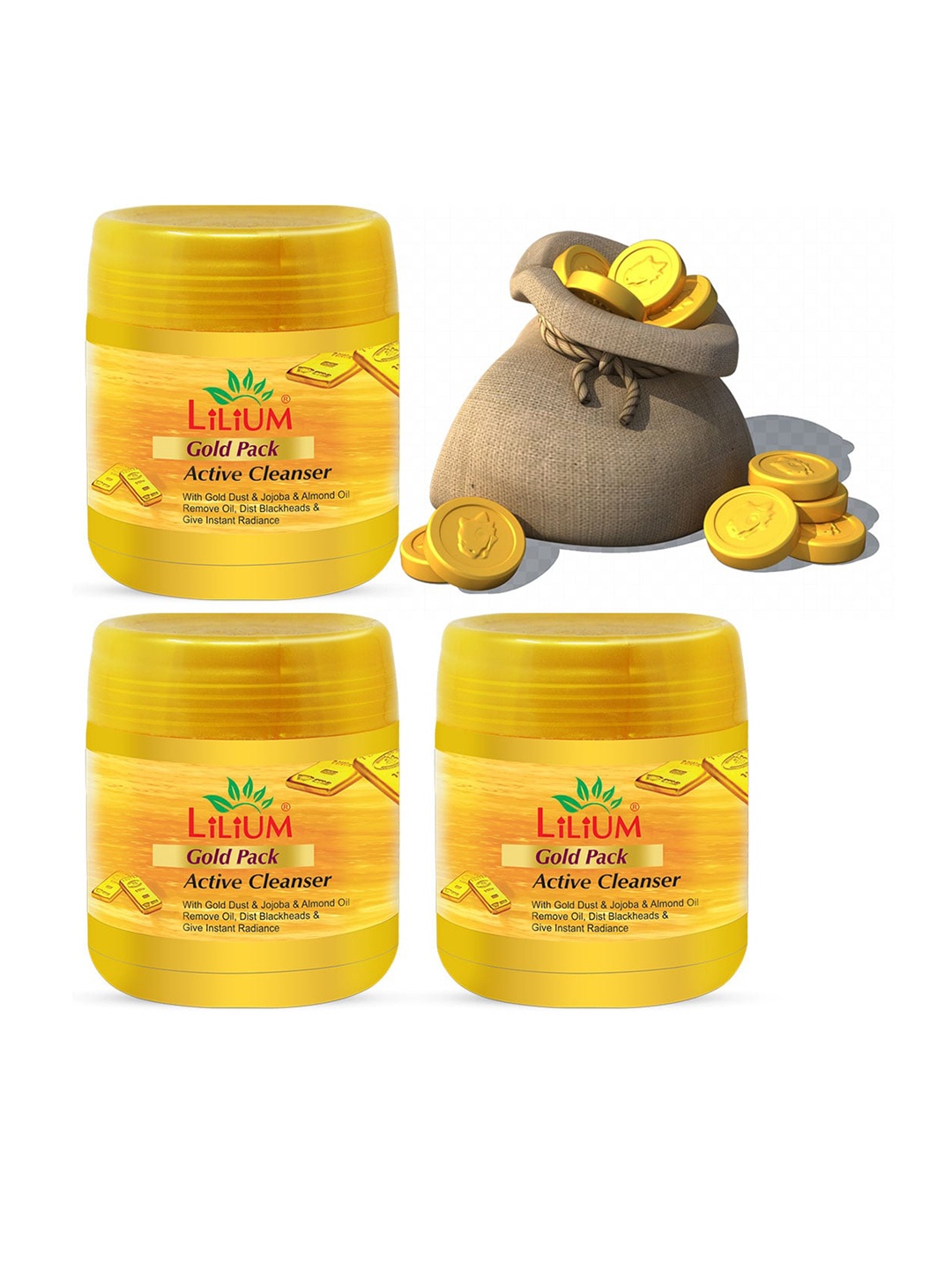 

Lilium Pack of 3 Herbal Gold Face Packs, Yellow